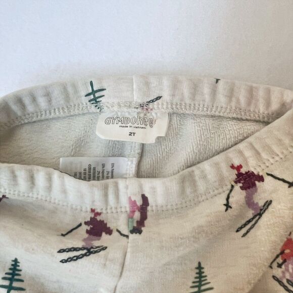 GYMBOREE SKIERS TODDLER GIRLS 2T CREAM COZY FLEECE LEGGINGS SKI WARM HOLIDAY 18’ - Picture 6 of 8